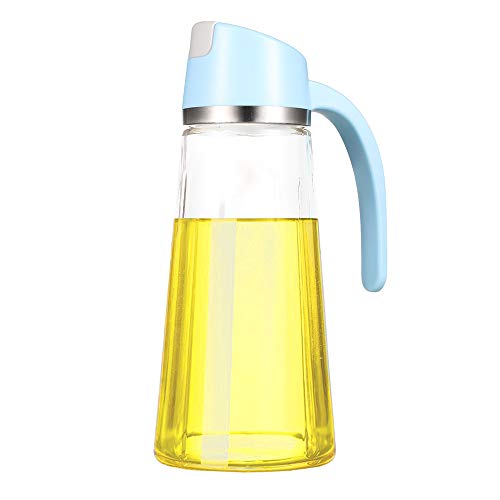 Auto Flip Olive Oil Dispenser Bottle,17 Oz Leakproof Condiment Container with Automatic Cap Glass Oil and Vinegar Dispenser with Non-Slip Handle for Kitchen Cooking (Blue) - Thumbnail 7