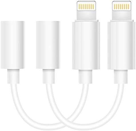 Chicom Headphone Adapter to 3.5 mm Earbuds Jack Adapter Earphone for Apple, iPhone 7 and 7 Plus Lightning Connection Converter, White