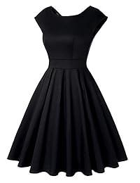 MINTLIMIT - Vestido de cóctel para mujer de los años 50, vintage, retro, sin mangas, cuello redondo, con bolsillos