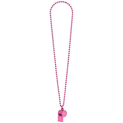 Amscan Whistle Bead Necklace Sports Party Noisemakers Accessory, Pink, Plastic, 2