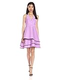 Halston Heritage Women's Halter Neck Dress W Layered Skirt