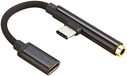 YSM Audio And Mic Splitter 3.5 Mm Audio Cable USB Type-C Adapter Cable Charger 2-In-1 Audio Type C To 3.5Mm Headphone Connector Auxiliary Converter for Samsung Xiaomi,Black