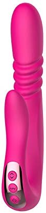 Curved Heated Thrusting 10 Speeds Silicone Telescopic for Woman New,Rose Red