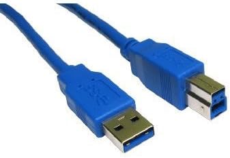 World of Data USB 3.0 A to B Cable, 2m, Super Speed 5Gbps, 100% Copper, Shielded, Gold Contacts, Blue