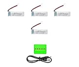 Noiposi 4pcs 3.7v 500mAH Lipo Battery with 6 in 1 Charger for Udi U28W U28-1 JJRC H37 Drone