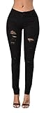 Ermonn Women's Destroyed Ripped Stretch Distressed Skinny Jeans Trousers