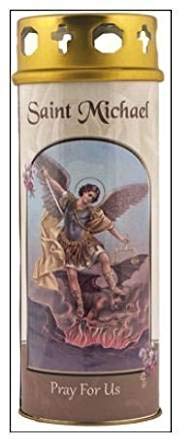 St. Michael Candle 68 Hour Burn Prayer Saint Catholic 15cm White Wind Proof