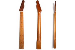 YUEMIYA Premium Roasted Maple Electric Guitar Neck for Fender TL, 22 Medium Jumbo Frets, 14" Radius, Bone Nut, Satin Urethane Finish, 10mm Tuner Holes, TL Style Guitar Neck