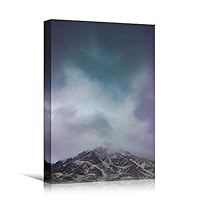 Canvas Wall Art Gloomy Weather Bedroom Contemporary Dramatic Landscape Mountain Multicolor Photography - 12x18 inches