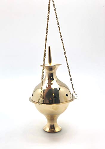Resin Incense Set: Palo Santo, Altar Blend, Sweet Myrrh, White Copal, Frankincense, 7 Arcangeles, Benzoin, Ethiopian Frankincense | White Sage, Charcoal Tablets, Tong, Brass Hanging Censer Burner