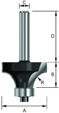ENT 14372 Rounding Over Cutter TC Shank (S) 12 mm, Diameter (D) 28,6 mm, NL 12,7 mm, R 8 mm, SL 40 mm, with Ball Bearing - Image 4