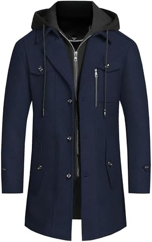 CHARTOU Men's Stylish Scarf Single breasted Wool Walker Coat Thick