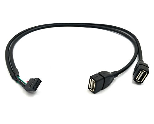 Duttek (2-Pack) 50CM Dupont 10 Pin Female Header to 2 Port Dual USB 2.0 Type A Female Motherboard Extender Splitter Cable Cord (2AF/10Pin 0.5M)