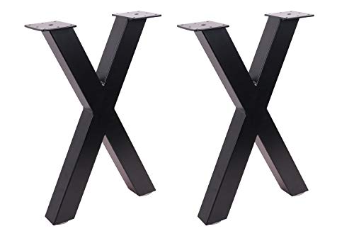 ECLV 18" Dining Bench Legs, X-Shaped Steel Table Legs, Coffee Table Legs,Computer Desk Legs,Industrial Kitchen Table Legs,Set of 2,Black (Black)