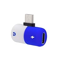 Mini Cute Charger Type-C Adapter For Samsung Galaxy Note 10 Plus, Charging Type C To Earphone 3.5mm Audio Cable Charger Adapter Splitter For Samsung Galaxy Note 10+ (Blue+White)