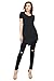 MBJ WT638 Short Sleeve Shirts for Womens Tops Casual V-Neck Summer Clothes Asymmetrical Tunic Blouses L Black