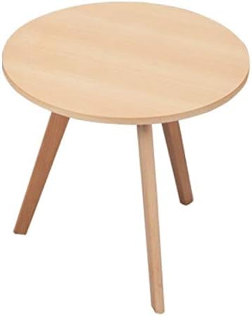 JUNXI Furniture Small Apartment Small furniture Creative Leisure Solid Wood Balcony Coffee Tea Round Table, Size:Diameter: 60cm Height: 55cm(Beech)+Low-profile (Color : Beech)
