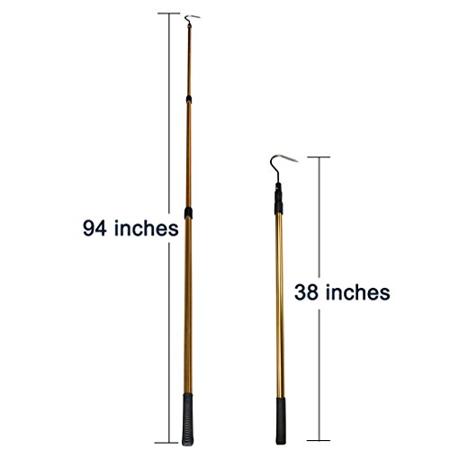 TXXMA Long Fishing Gaffs 94" Telescope Length Hand Gaff Stainless Steel