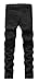 Men's Slim Pencil Multi-Pocket Stretch Wrinkled Biker Jeans W32 Black