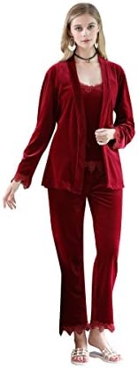 SheSmile 2017 Winter New Women Pijama Sets Fashion Elegant Warm Velvet 3-Piece Pyjamas With Adjustable Belt Femme Nightgown
