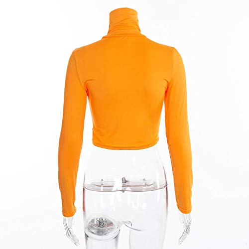 Keliay Bargain Fashion Women High Turtle Neck Leotard Crop Tops Long Sleeve T-Shirt Blouse - Thumbnail 3