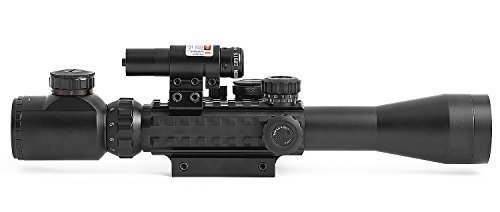 GOHIKING Tactical 3-9x40mm Illuminated Rifle Scope with Red Sight and Red Dot Sight of Red/Green Reticle Mount