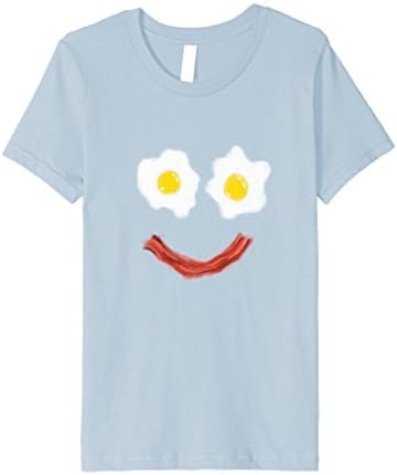 unisex-child Happy Smiley Face Bacon and Eggs Breakfast T Shirt 6 Baby Blue