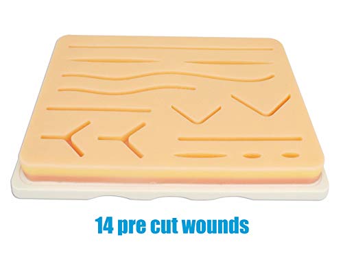 image for Doc Tools Large 3 Layer Suture Practice Pad Skin with 14 Wounds on Acr