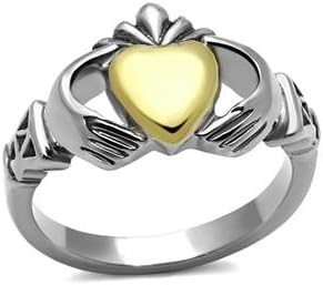 Claddagh Ring Two Tone Silver and Gold Stainless Steel