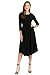 iconic luxe Women's A-Line Midi Dress with Waist Tie Small Black
