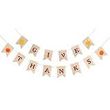 Konsait 2 IN 1 Give Thanks Hanging Banner Burlap Thanksgiving Pennant Party Bunting Garland for Happy Thanksgiving Day Home Decoration Party Favors