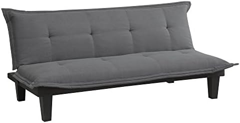 Contemporary Futon Frame Mattress - Modern Convertible Sofa Bed Chair Furniture Set - Home Living Room Bedroom Sleeper Lounger (Charcoal)