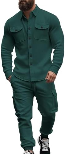 BTMK LONG SHIRTS CARGO PANTS セットアップ ZYXTIM Mens Cargo Tactical Shirts Outfit 2 Piece Long Sleeve