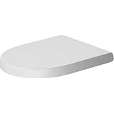 Duravit Toilet Seat, D-shaped, White High Gloss, Soft-closing, Removable Seat, Stainless Steel Hinges, 14 5/8" x 17" - 0069890000
