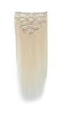 Emosa 100% Real Human Hair Remy Hair Extensions Clip In Extensions(#60 Platinum Blonde)
