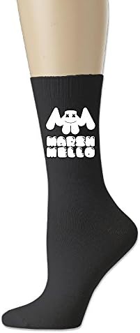 NOP Unisex Marshmello Face All-Season Cotton Crew Athletic Socks Black (3 Colors)