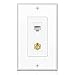 TNP Ethernet Coax Wall Plate with 1 RJ45 Port and 1 Gold Plated TV F-Type Coaxial Cable Connector Socket for Cat6 Cat5e Cat5 Jack, White
