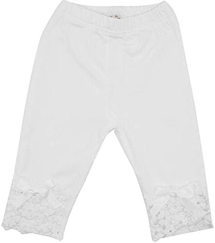 Fairy Wings Little Girls Solid Color Cotton Legging with Lace Trim Bead Flowers