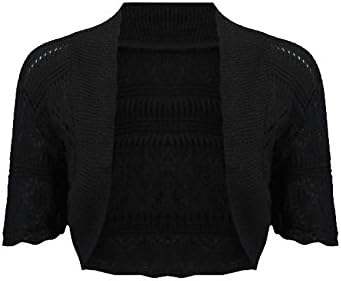 Urban D® Ladies Bolero Crochet Cap Sleeves Knitted Short Open Front Cardigan Shrug Crop TOP 8-22