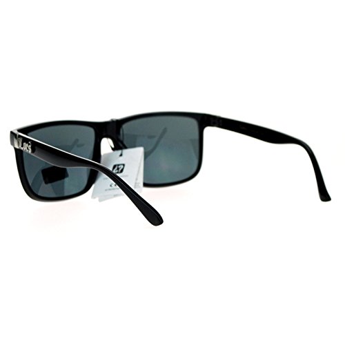 Locs Gangster Oversized Rectangular Horn Rim Sunglasses All Black