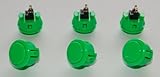 6 pc Set of Green Sanwa Push Buttons OBSF-30-G