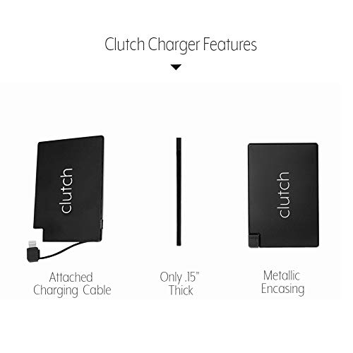Clutch Charger Ultra Thin and Small Black Power Bank with Attached