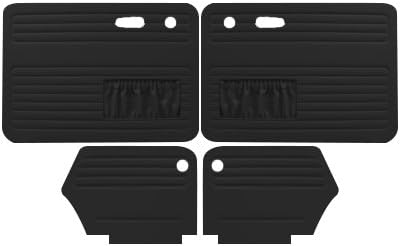 VW Door Panels, Full Set w/ Front Pockets, Black Smooth Vinyl, Beetle/Super Convertible 1967-1972