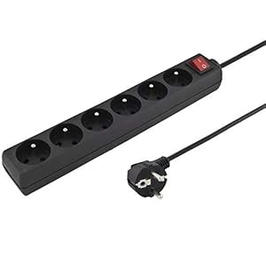 PremiumCord Stekkerdoos 5 m met netschakelaar, 6-voudig, verlengsnoer 230 V, 6 Franse stopcontacten 45 graden gedraaid…
