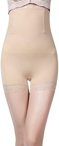 SlendShaper Hi-Waist Seamless Thigh Slimmer, Tummy Control Slimming Shapewear Boyshort For Women (3xlarge, Beige Lace)