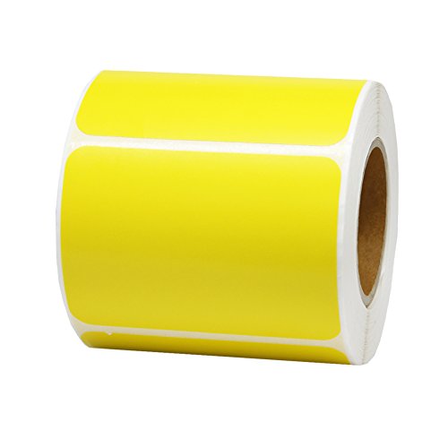 Hcode 2x3 Inches Blank Thermal Transfer Label Printable Blank Shipping Labels Rectangular Adhesive and Writable Sticker 400 Pieces Per Roll (1 roll, yellow)