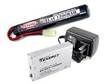 Tenergy Airsoft Battery 11.1V 1200mAh Stick LiPo Battery Pack 20C High Discharge Rate Replacement Hobby Battery for Airsoft Guns with Mini Tamiya Connecotor + 1-4 Cells LiPo/LiFe Balance Charger