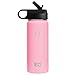 Penguin Cold Insulated Water Bottle | 18oz Wide Mouth Stainless Steel Water Bottle with Straw Lid | BPA-Free, Double-Wall Vacuum Insulated, 18/8 Stainless Steel (Soft Pink)