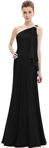 Shadi Bridal Womens Elegant One Shoulder Floor Length Evening Prom Dresses Black US4