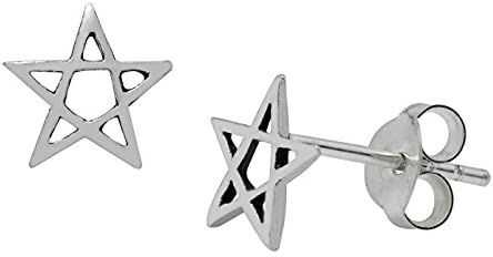 Sterling Silver Petite Pentagram Studs Earrings Wiccan Pagan Celtic